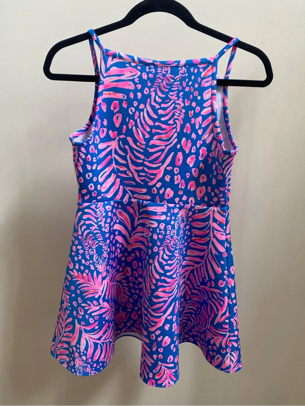 Lilly Pulitzer Breelyn girls' dress Pundy Blue La Zebra pink/blue scallops Sz 14